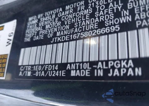 2008 Scion Tc z USA, uszkodzony, nr VIN JTKDE167580266695